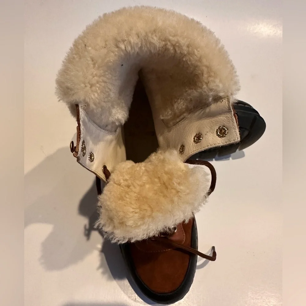 Brother Vellies Women's Alps Shearling Trim Hiking Boots